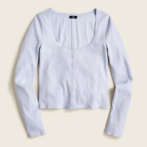 J. Crew Scoopneck Ribbed Cardigan Top in Blue, Size Medium